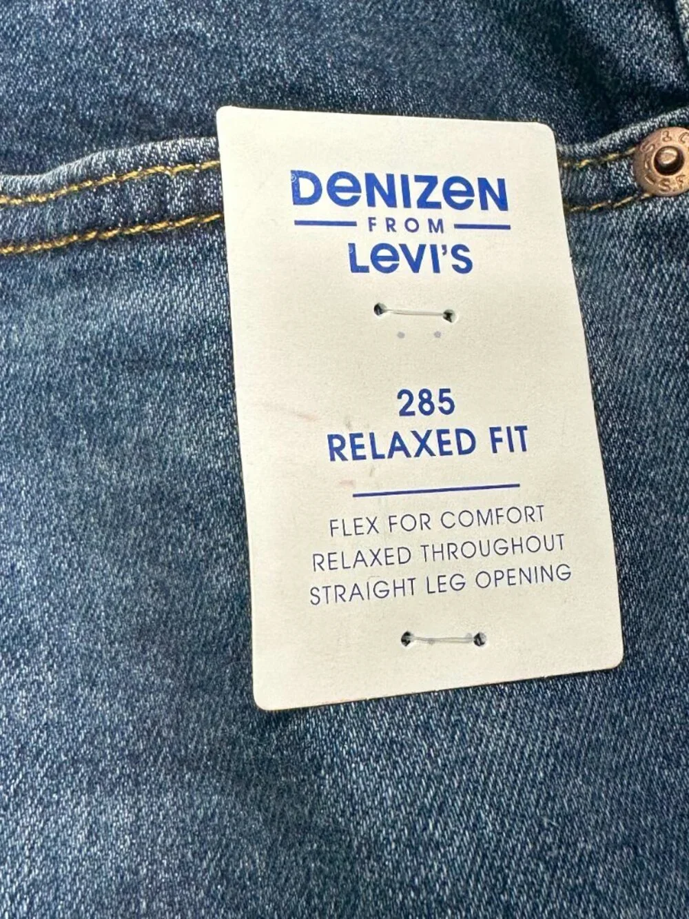 Denizen from Levi's 285 Relaxed Fit Jeans Men's 36x34 Straight Leg Blue Denim NW